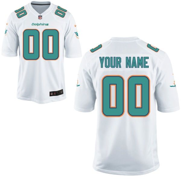 Men Miami Dolphins Custom White Game NFL Jersey